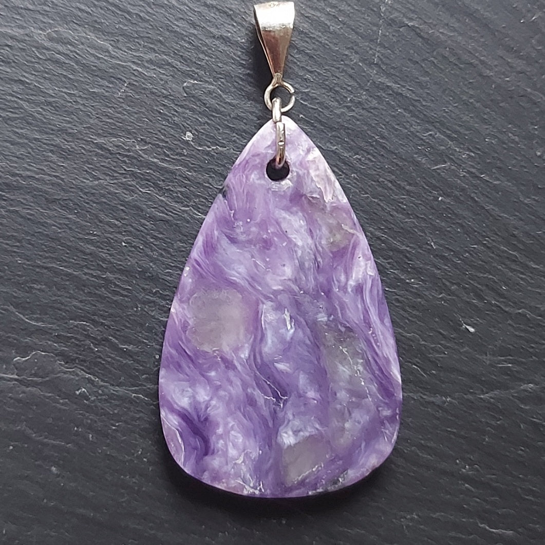 Pendentif Argent S925 | Charoïte Goutte d'eau