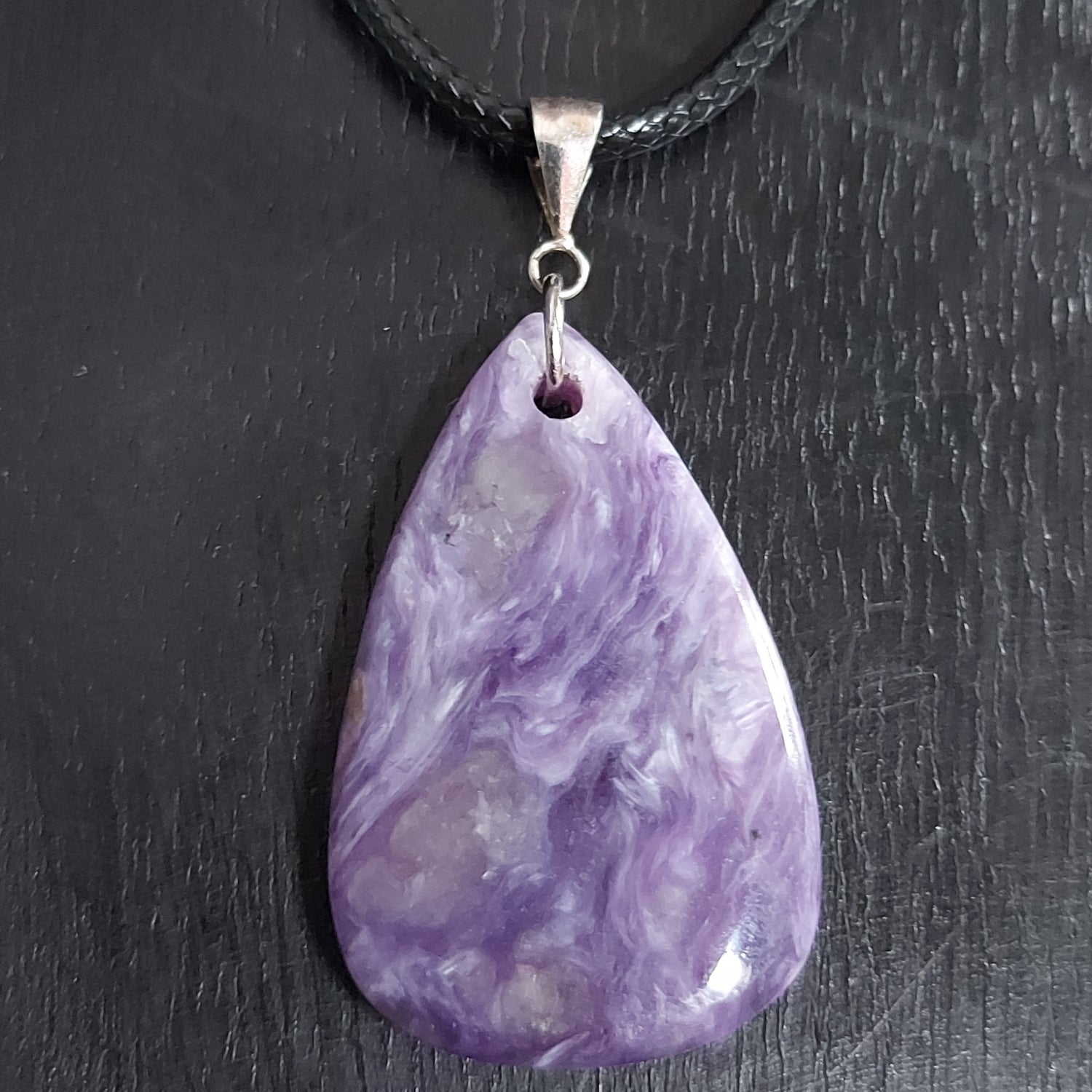 Pendentif Argent S925 | Charoïte Goutte d'eau