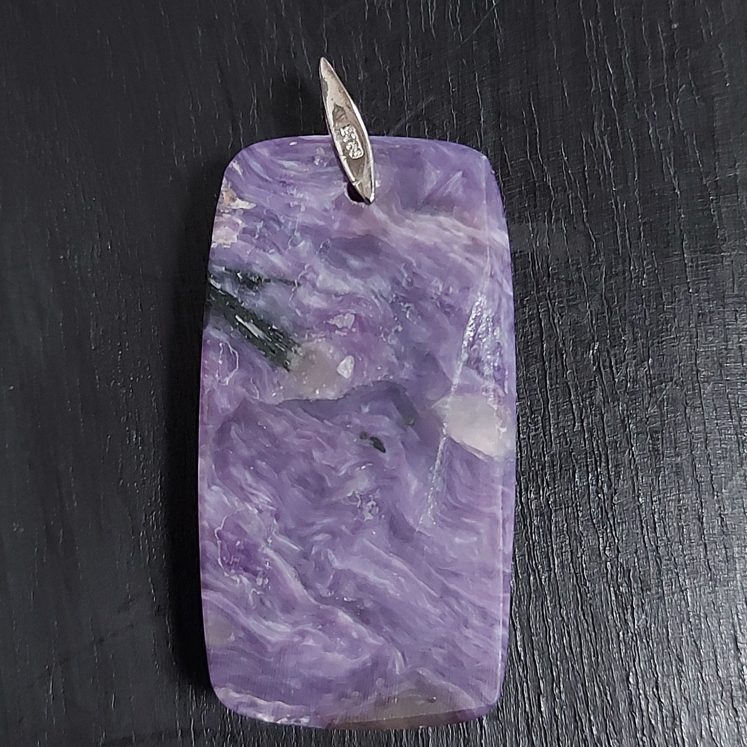 Pendentif Argent S925 | Charoïte Rectangulaire